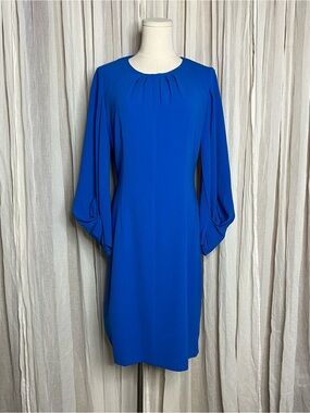 Kobi Halperin Blue Jemima Ruched Sleeve Dress